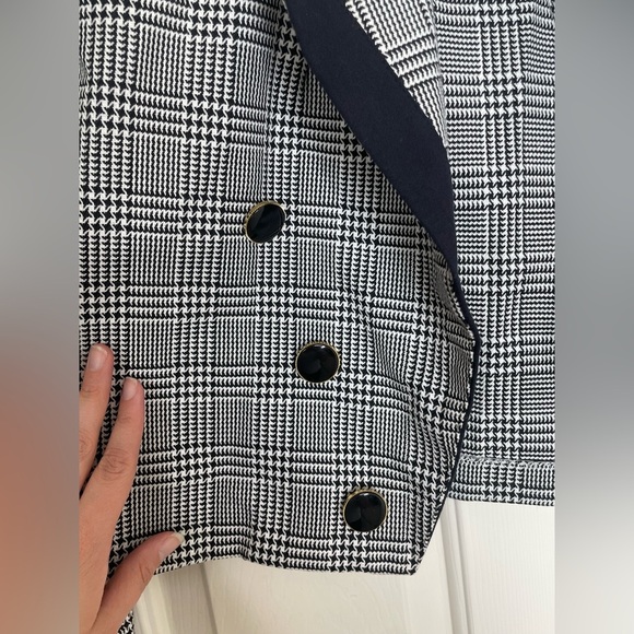 Vintage Positive Influence Cropped houndstooth Blazer Jacket Double Breasted - Picture 4 of 11
